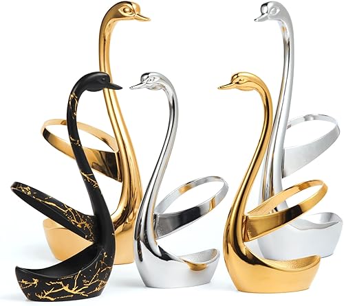 Miniatura 7 de AnSaw Elegante soporte pequeño de base de cisne negro para cafetería, comedor, perfecto para bodas y decoración de mesa de entretenimiento