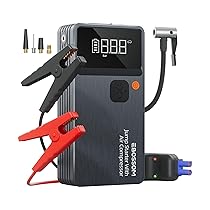 Booster Avviamento Auto,Avviatore per veicolo con Compressore Aria Portatile,44.4Wh Avviatore Batteria Macchina,Jump Starter con LED Torcia,Ricarica USB-C,7in1 Kit di Viaggio e Attrezzi di Emergenza