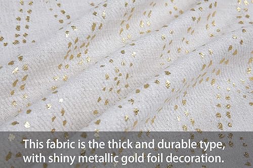 Miniatura 2 de Funda de almohada dorada para sofá, 1 unidad, 20 x 20 pulgadas, color blanco crudo con textura de lino, estampado metálico, rombos ondulados,