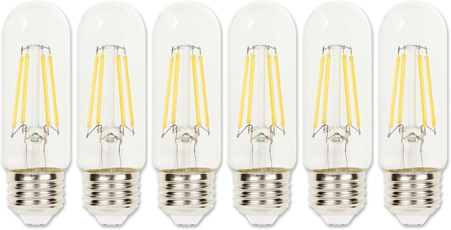 Westinghouse Lighting 5340020 5.5 Watt (75 Watt Equivalent) T10 Dimmable Clear Filament LED Light Bulb, Medium Base, 6 Pack