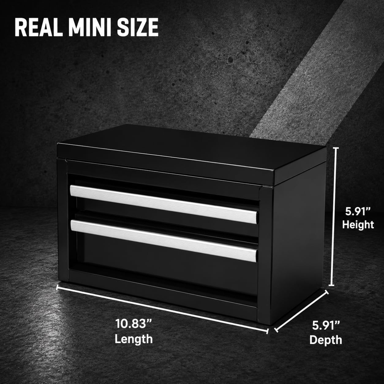 Mini 2-Drawer Steel Tool Box Black image 2