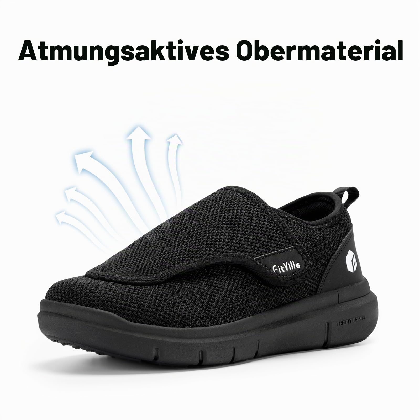 FitVille Schuhe Herren Extra Weit Senioren Pflege Hausschuhe mit Klettverschluss EasyTop Wings V2