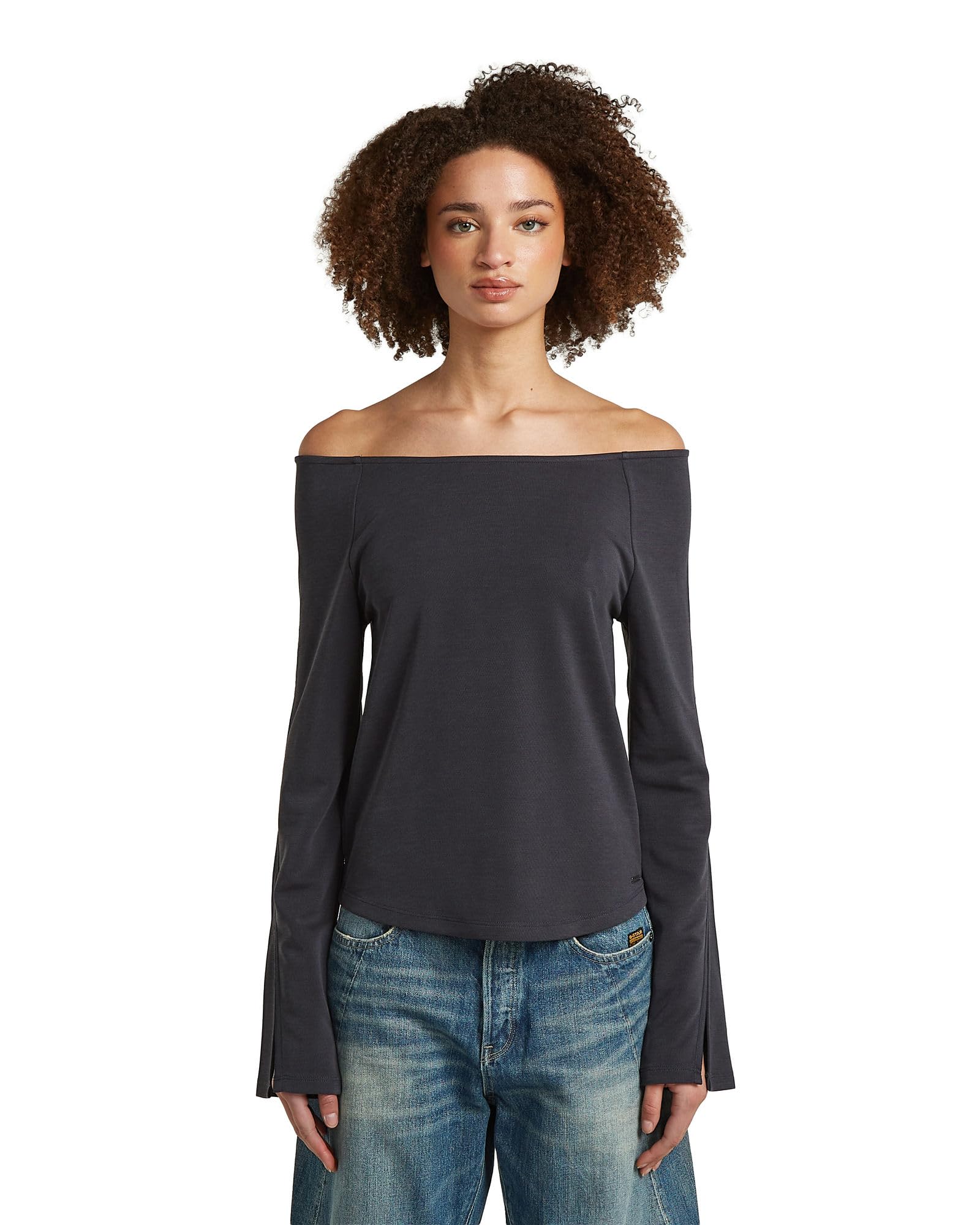 G-Star Damen Flowy Open Neck T Ls Wmn T-Shirt