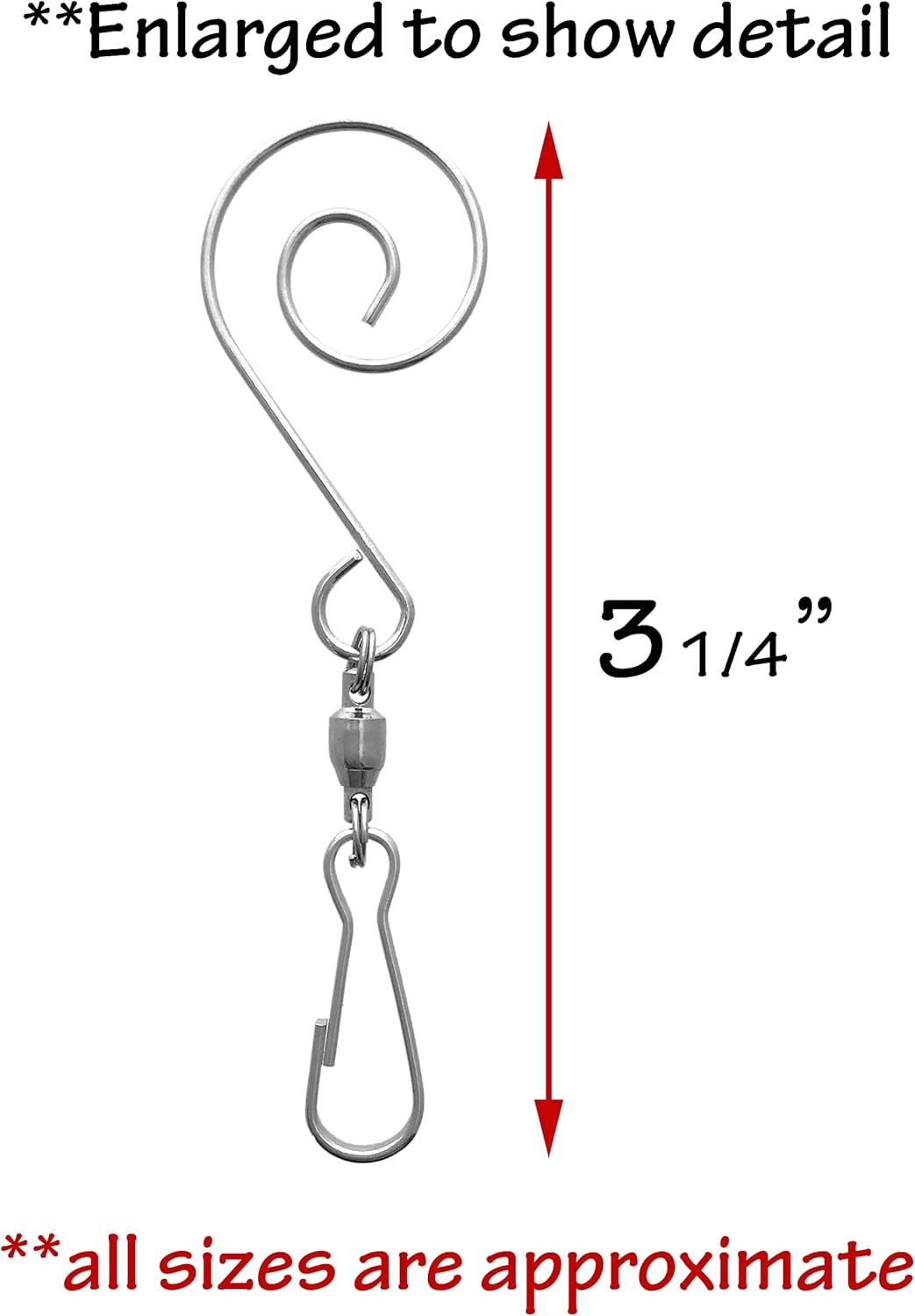 Swivel Crafting Ornament Hooks with Clips - Set of 30 Decorative Scroll Hangers - Hanging Wind Spinners - Each is 3.25" L - Seasonal Decorations