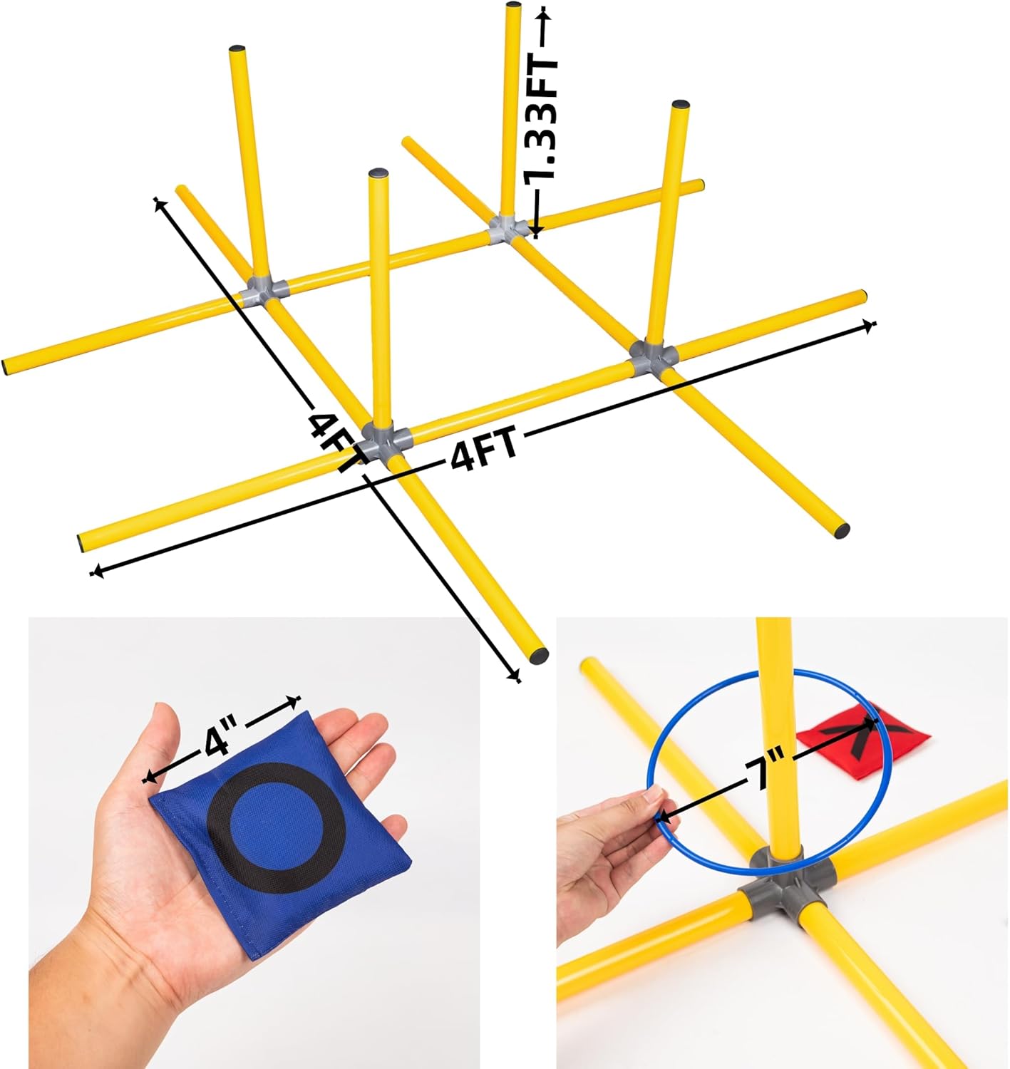 Giant Tic Tac Toe Game,4ft x 4ft Bean Bag & Ring Toss Across Game|Backyard Outdoor Indoor Games Lawn Games for Adults Kids and Family Party Game Christmas Birthday Gifts with Storage Bag - Image 3