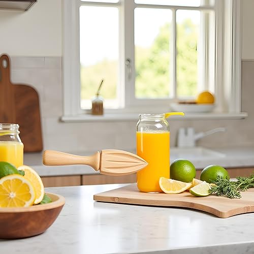 Miniatura 5 de Escariador de cítricos de madera, exprimidor de limón cítrico a mano, exprimidor de frutas portátil, herramienta de jugo de cocina, escariador