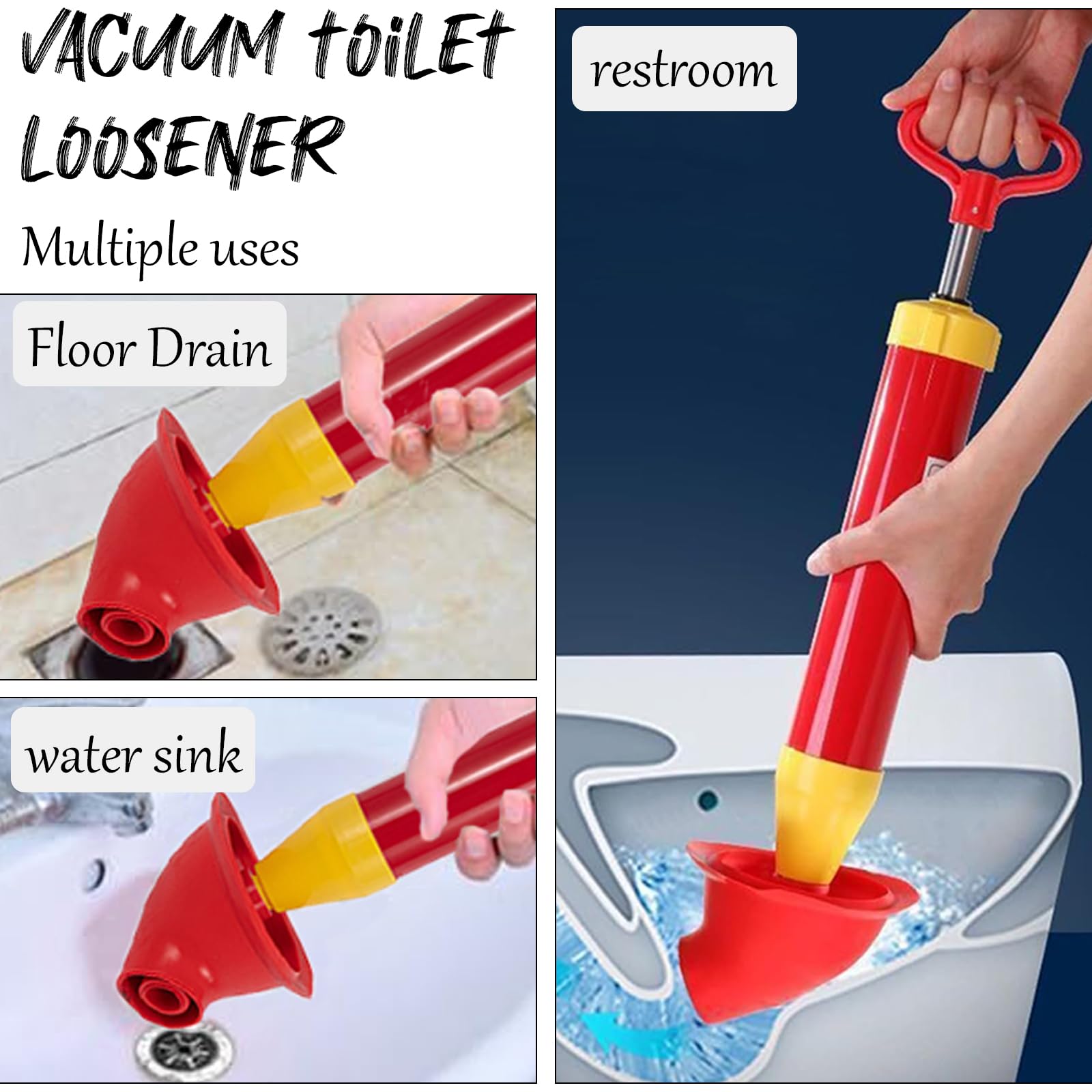 Desatascador Tuberias, Desatascador WC, Desatascador Tuberias Profesional, Desatascador Tuberias a Presion, Desatascador Manual Fuerte Succión para Baño, Inodoro, Bloqueo de Tuberías