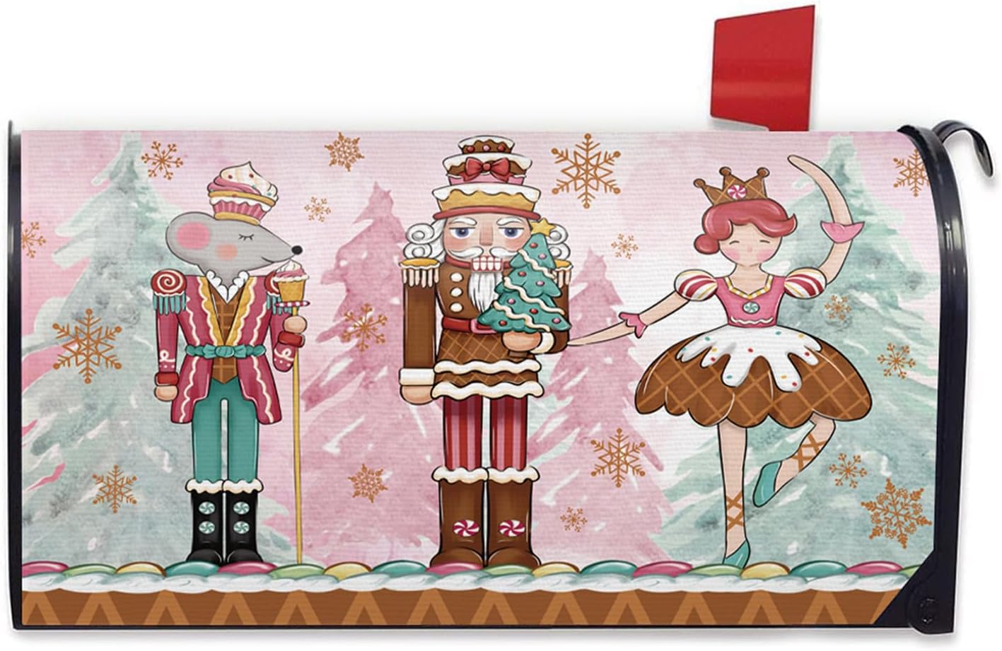 Merry Christmas Mailbox Cover Magnetic Standard Size 20.5" x 18", Xmas Pine Needle Red Berries Candy Decorative Post Letter Box Wrap Decor, Winter Holiday Garden Yard Outdoor Decoration