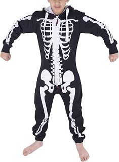 Halloween Costumes for Boys Aztec Onesie Halloween Fleece Hooded Skeleton Costume | Onesie Hooded Jumpsuit Boys Onesie 5-13 years