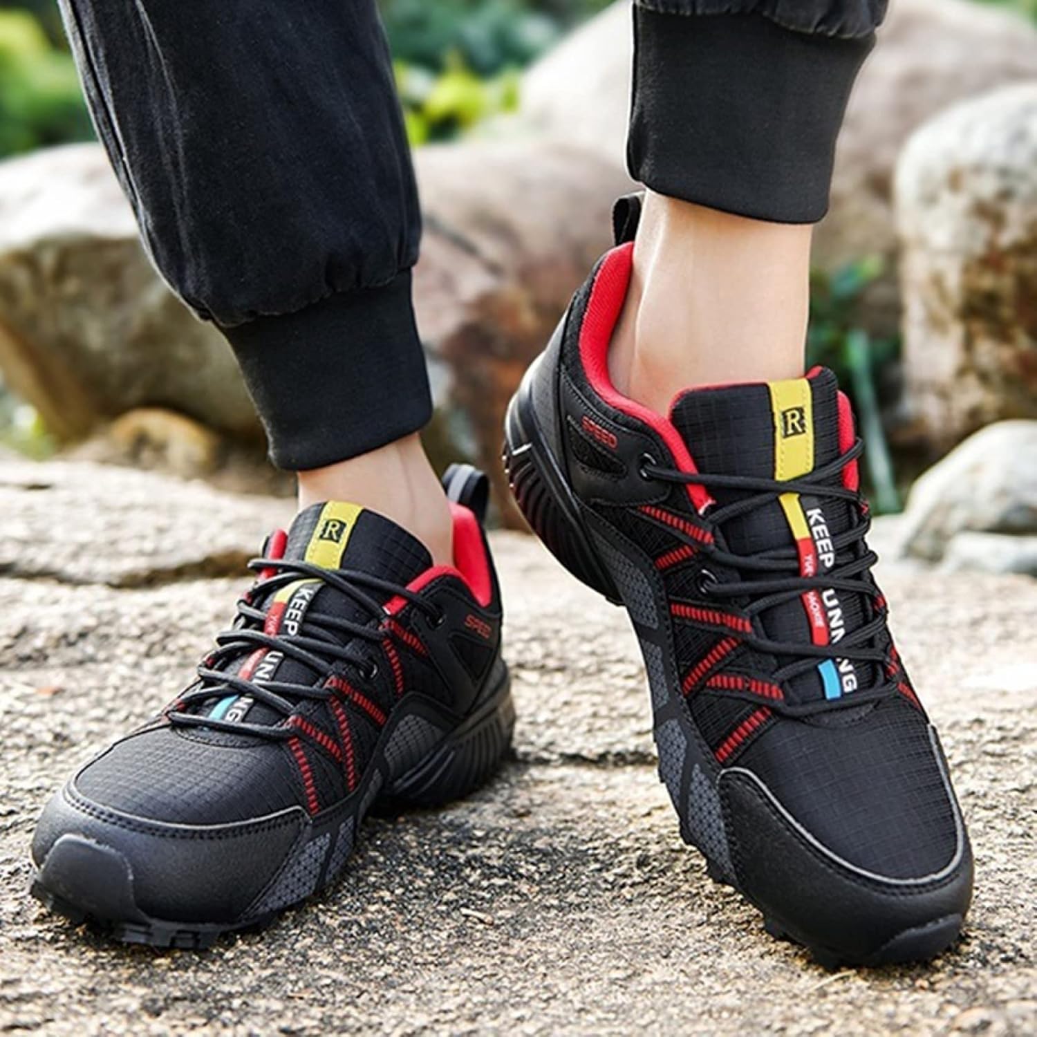 [QIFENGDIANZI] ハイキングシューズ トレッキングシューズ メンズ レディース 登山シューズ 防水 ローカット アウトド