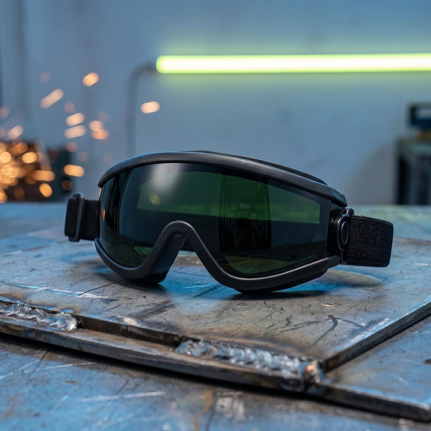 Welding Eye Protection Goggles with Dark Impact-resistant Lens and Adjustable Strap, Anti-fog Coating and UV Infrared Blocking for Brazing and Flame Cutting Safety
