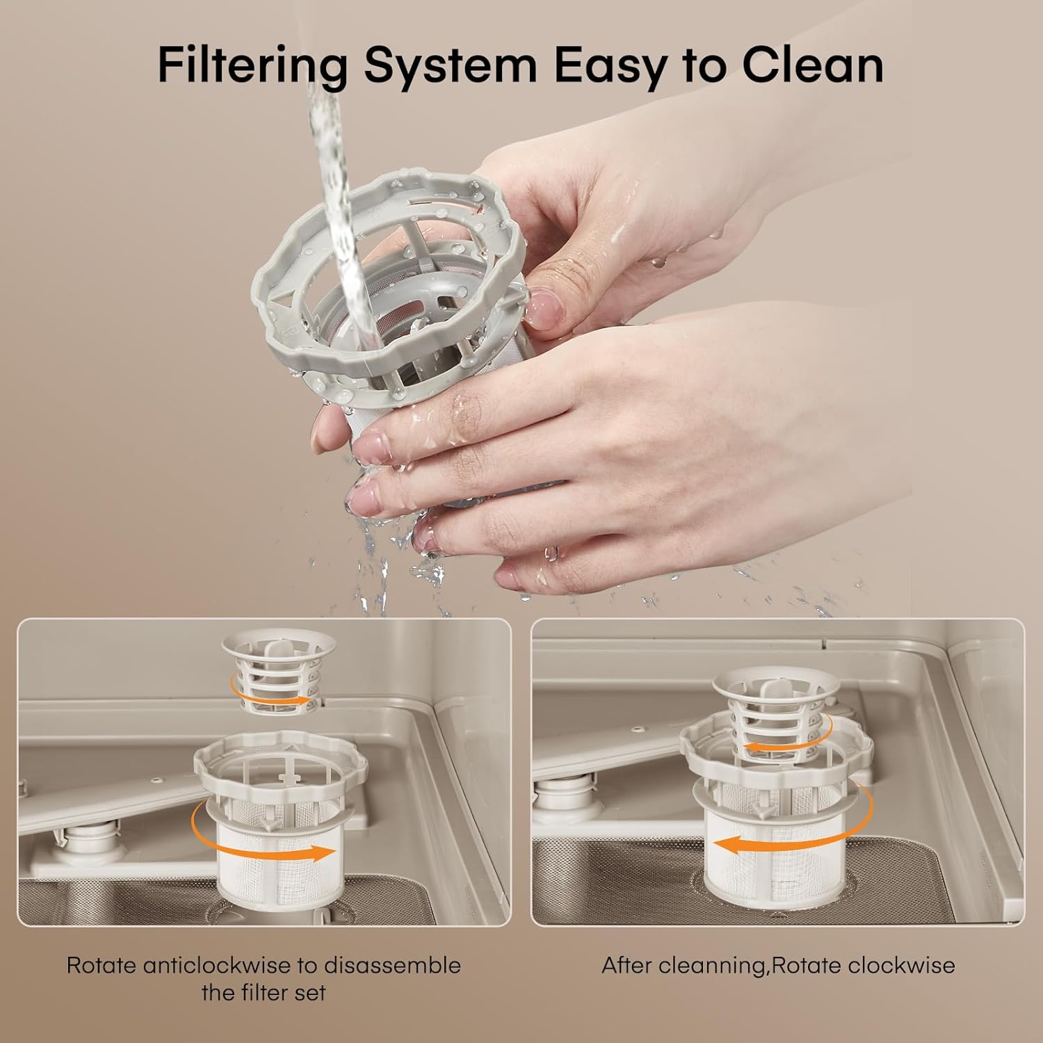 Portable Countertop Dishwasher with 6 Programs, Dual Spray (Powerful & Gentle), High-Temp & Air-Dry, Timer Function, 5L Built-in Water Tank – Compact Design for Home, Apartments, RVs, No Hookup Needed