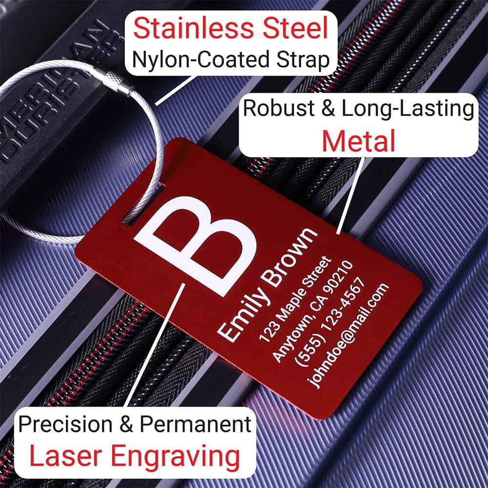 Custom Luggage Tags Personalized Travel Tags for Suitcases – Metal Luggage Tags Customized with Initials – Luggage Name Tags and Travel Identifiers (Pack of 4) - Image 2