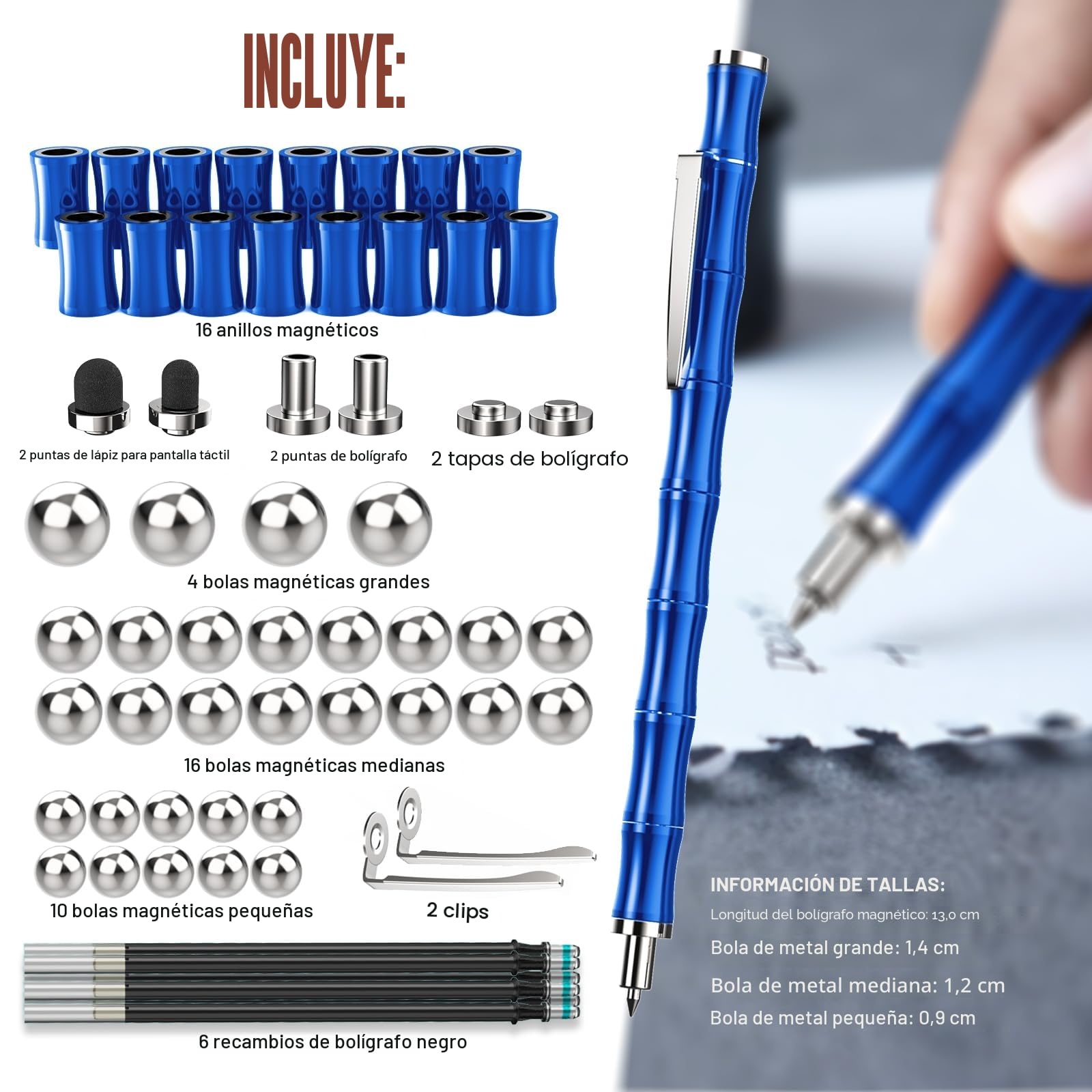 Tigerhu Bolígrafo Magnético, Divertido Juguete Antiestrés ultifunción, Fidget Pen Regalos para Hombres, Mujeres, Niños y Cumpleaños Festival Regalo Adolescentes, Gadgets Tecnologicos (Azul)