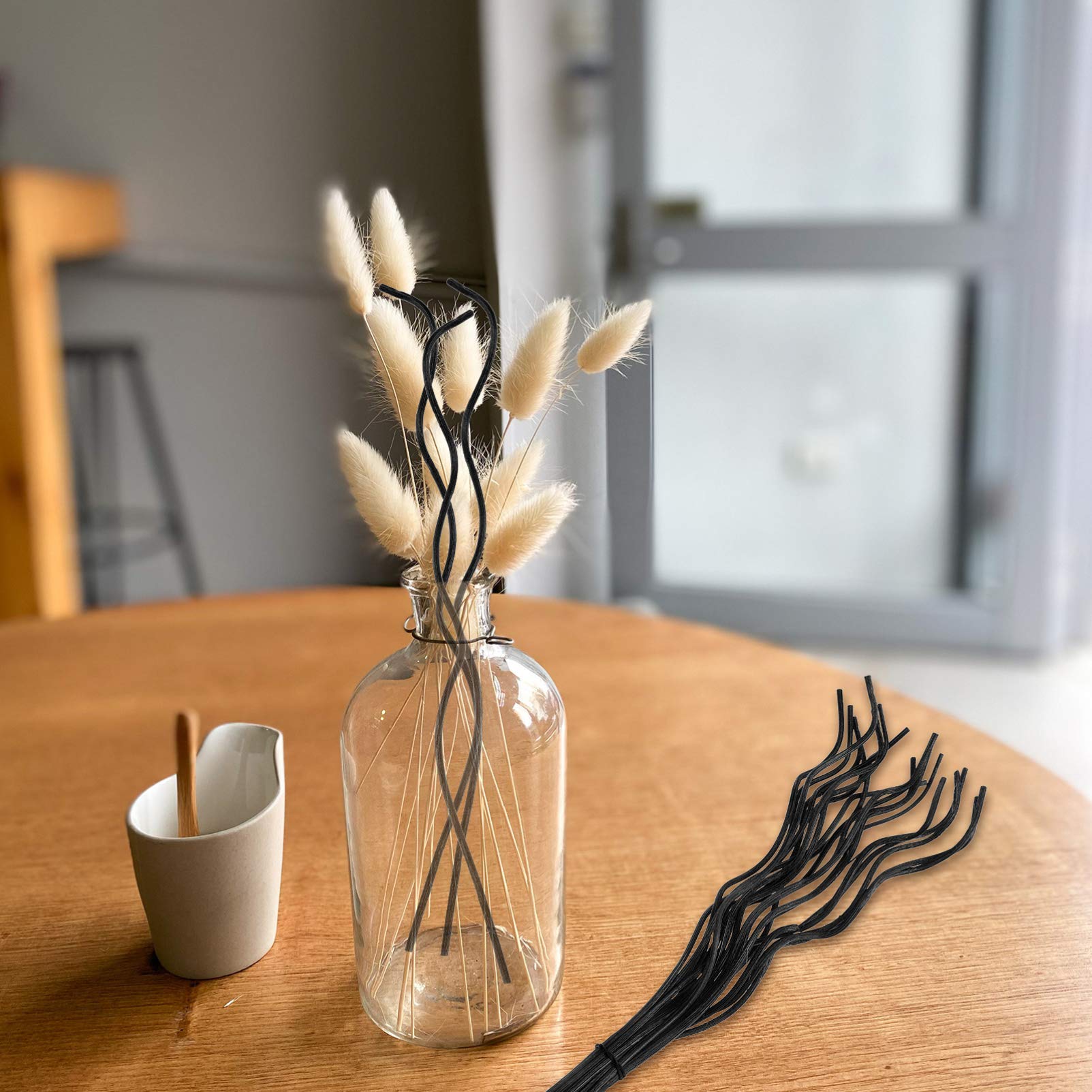 HEALLILY 40pcs Natural Rattan Reed Difusor de Fragancia Ondulada Reemplazo Palillo de Recambio para Home Office Yoga Meditación (negro)