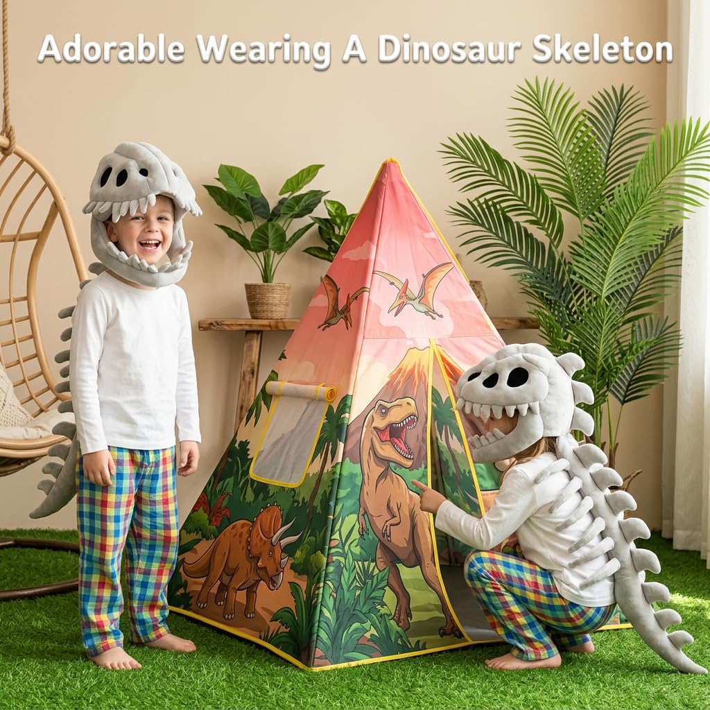 Toddler Dinosaur Skeleton Costume Toddlers Dinosaurs Skeleton Outfit Realistic Set Spinosaurus Skull Mask Plush Spine