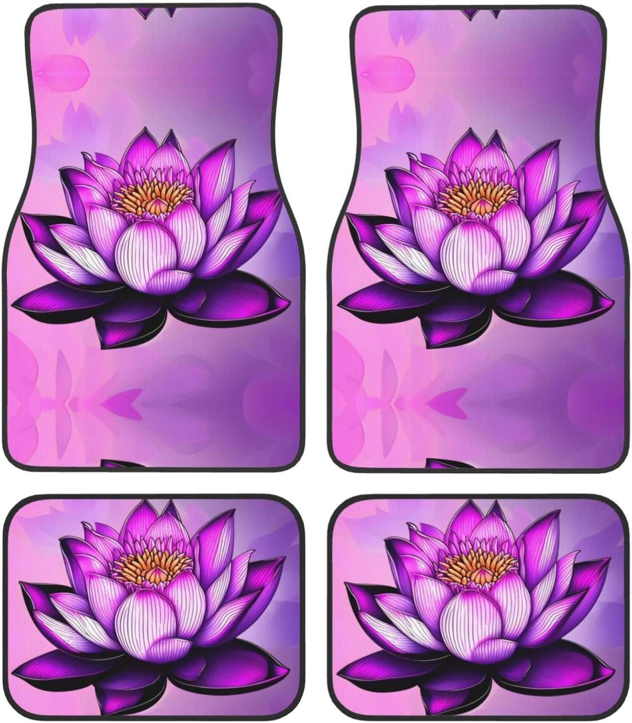 Purple Lotus Patterned car mats 4-piece set | For cars/SUVs/trucks | Firm fit without displacement