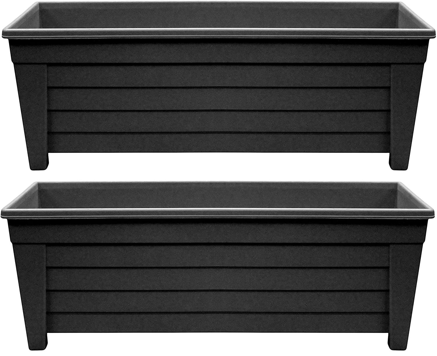 Long Trough/Oval/Square Plant Pot Plastic Planter Indoor Home Outdoor Garden Window Herb Flower Box (55cm Trough Ebony, 2)