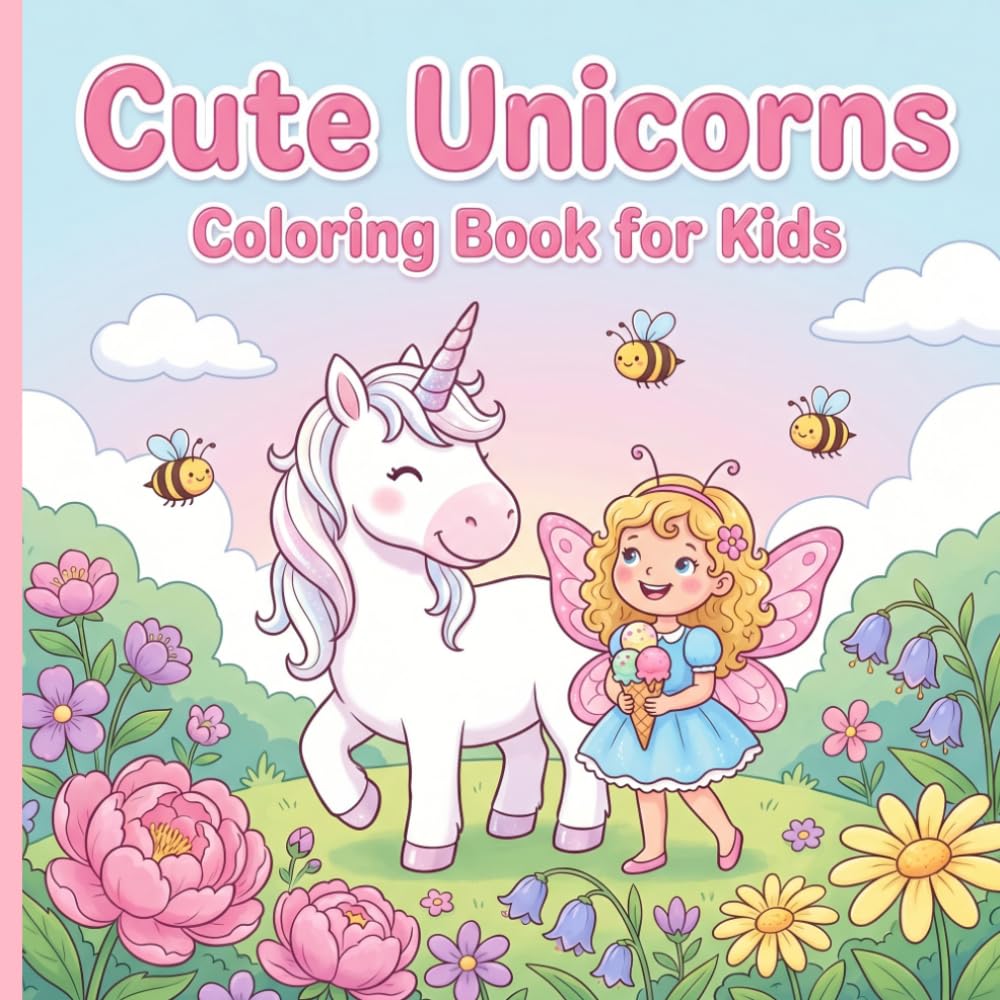 My Magical Unicorn Coloring Book for Kids: 45+ Easy Big Pages Featuring Rainbows, Fairies & Princesses — 8.5x8.5 Square Activity Book for Girls