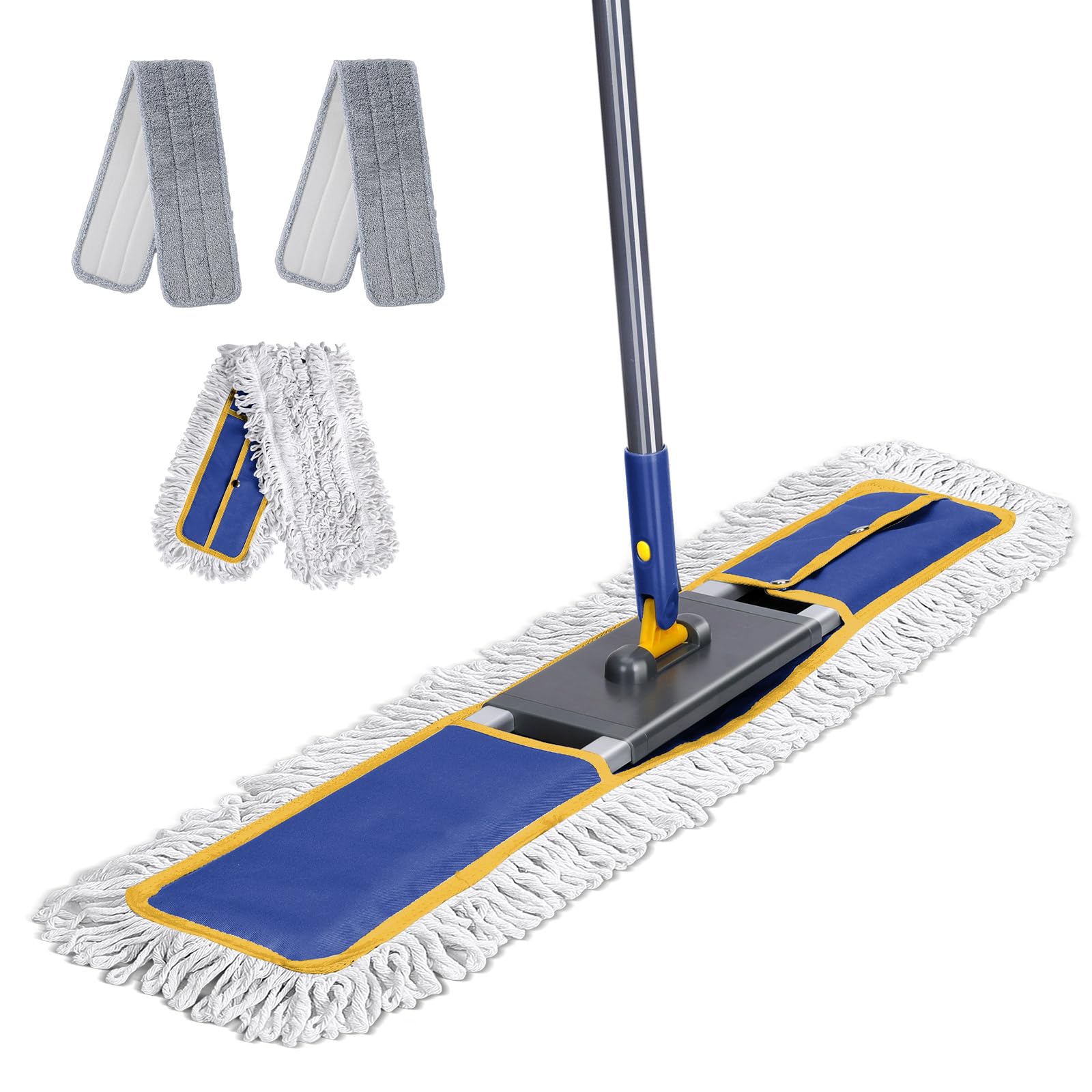 Masthome Wischmopp für Bodenreinigung, 91,4 cm, robuster Industrie-Mopp mit 3 Pads, professioneller Mikrofaser-Mops mit 152,4 cm langem Griff, großer Staubwischer für Büro, Garage, Lager, Fabrik
