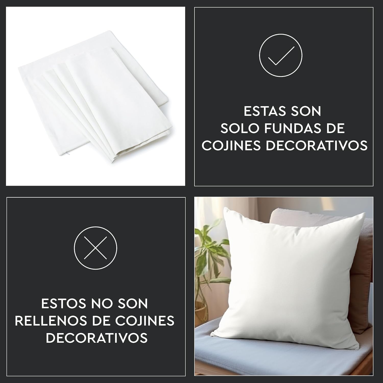Encasa XO Throw Pillow Covers 24x24 in Set of 2 Mango | No Inserts | Cotton Pillow Covers for Living Room, Bed, Sofa, Couch | Decorative Cushion Covers with Improved Zipper