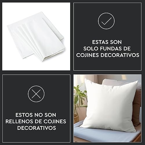 Vista 266 de Encasa Homes - Juego de 2 fundas de almohada, 18 x 18 pulgadas, lona de algodón teñidas, cuadradas, decorativas, para sofá, silla, cama y hogar, Azul