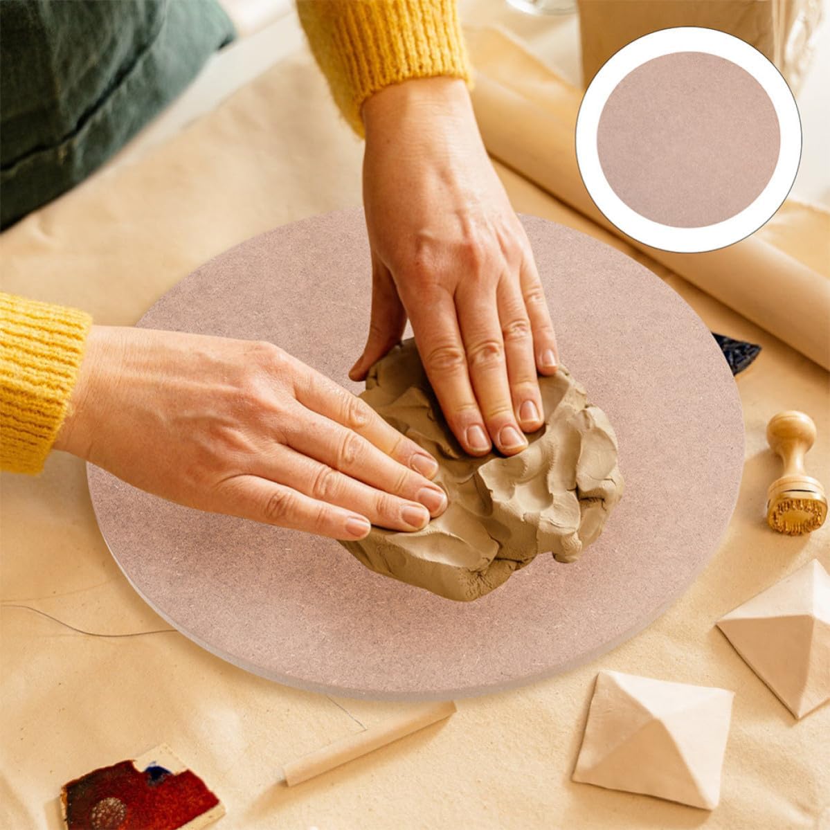 Wood Disc Pottery Wheel Board for Ceramics Artworks