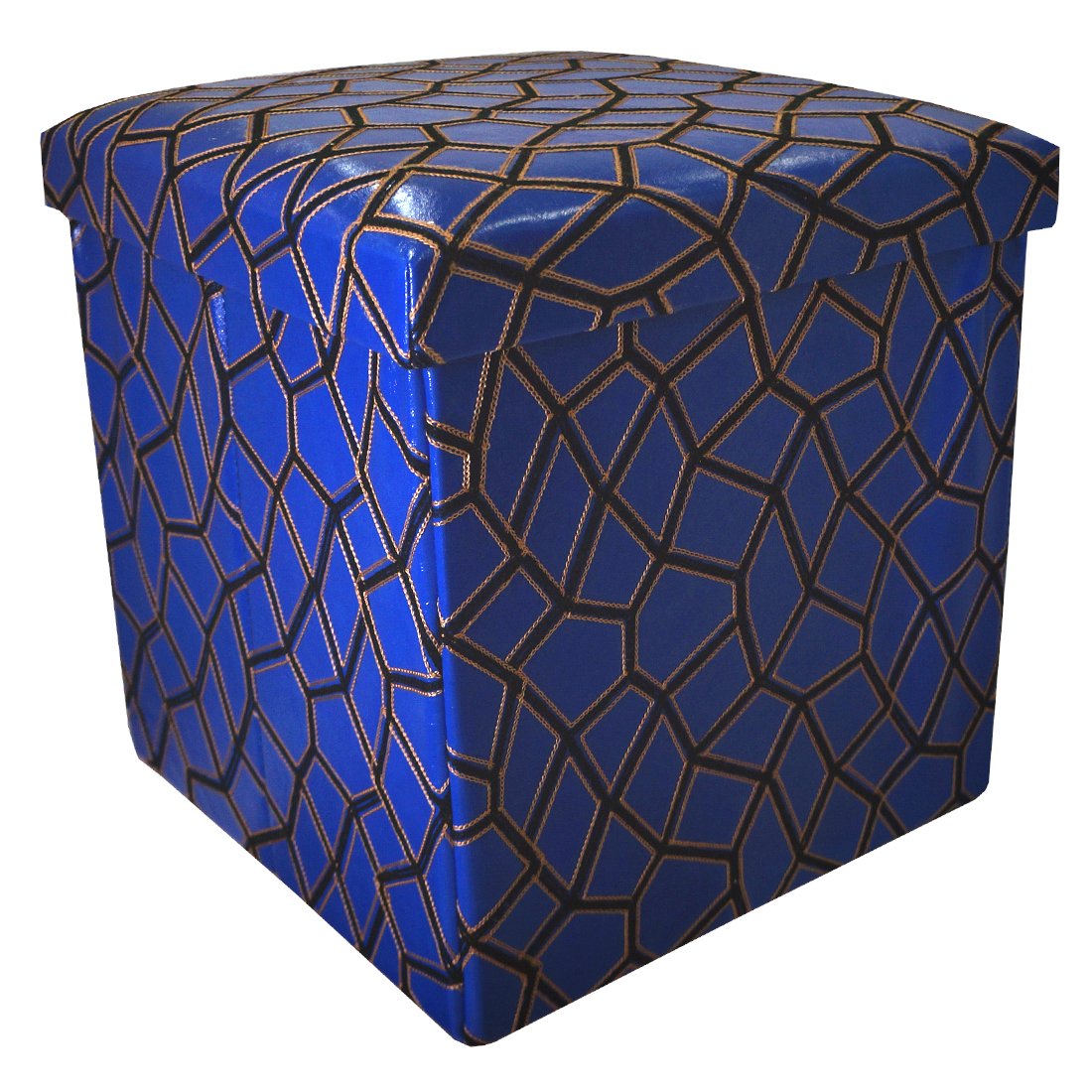 MUREN® Leather storage cums sitting stool-Portable & foldable storage sitting ottoman for storage & space saving-Blue