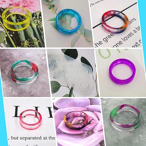 Miniatura 8 de 2 moldes de silicona para anillos de resina, moldes de silicona para anillos de Jiale, para hacer anillos, aretes, colgantes y manualidades