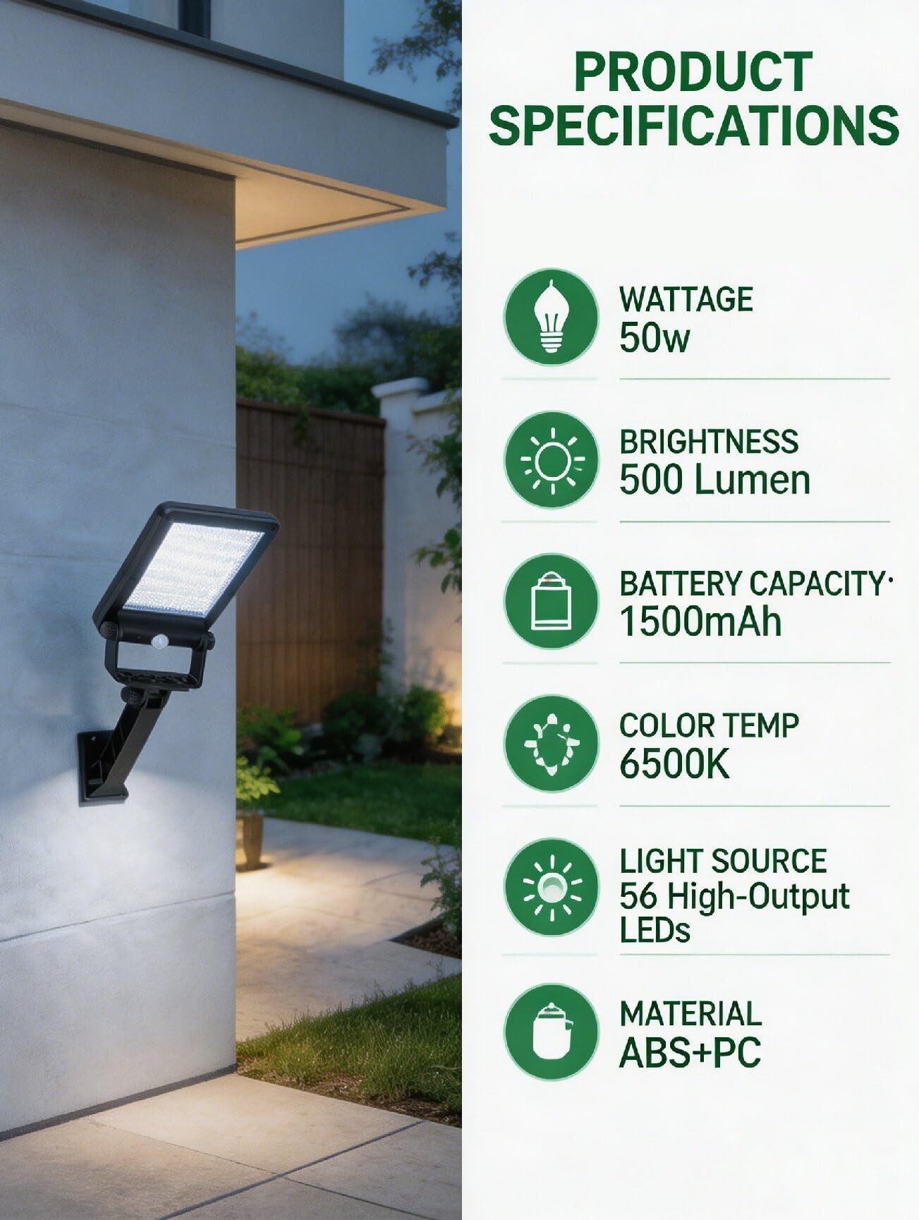 Aigostar Faretti LED da Esterno Solari 50W, 6500K Luce Solare Esterno con Sensore di Movimento PIR e 3 Modalità, IP65, Lampione Solare a LED da Parete per Giardino Terrazza Garage Vialetto, Pack da 4