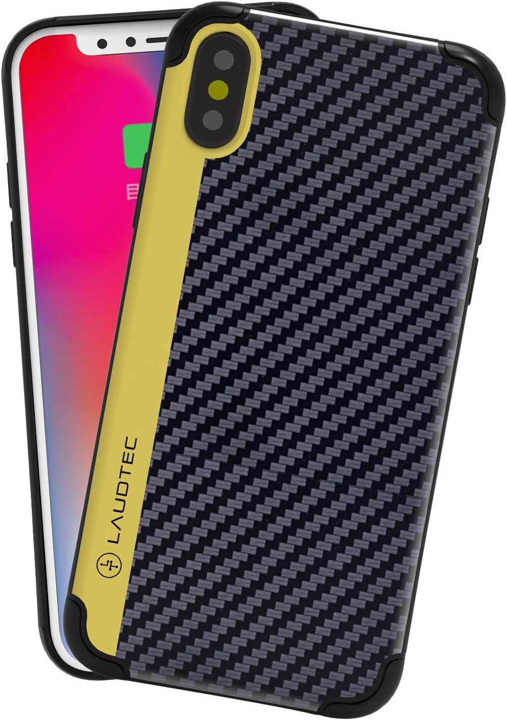 iPhone X Case, Laudtec Carbon Fiber iPhone Case, Scratch Resistant & Corner Protection 0.5mm Ultra-Thin and Lightweight Cellphone Case Shockproof Cover for Apple iPhone X 2017 (Gold)