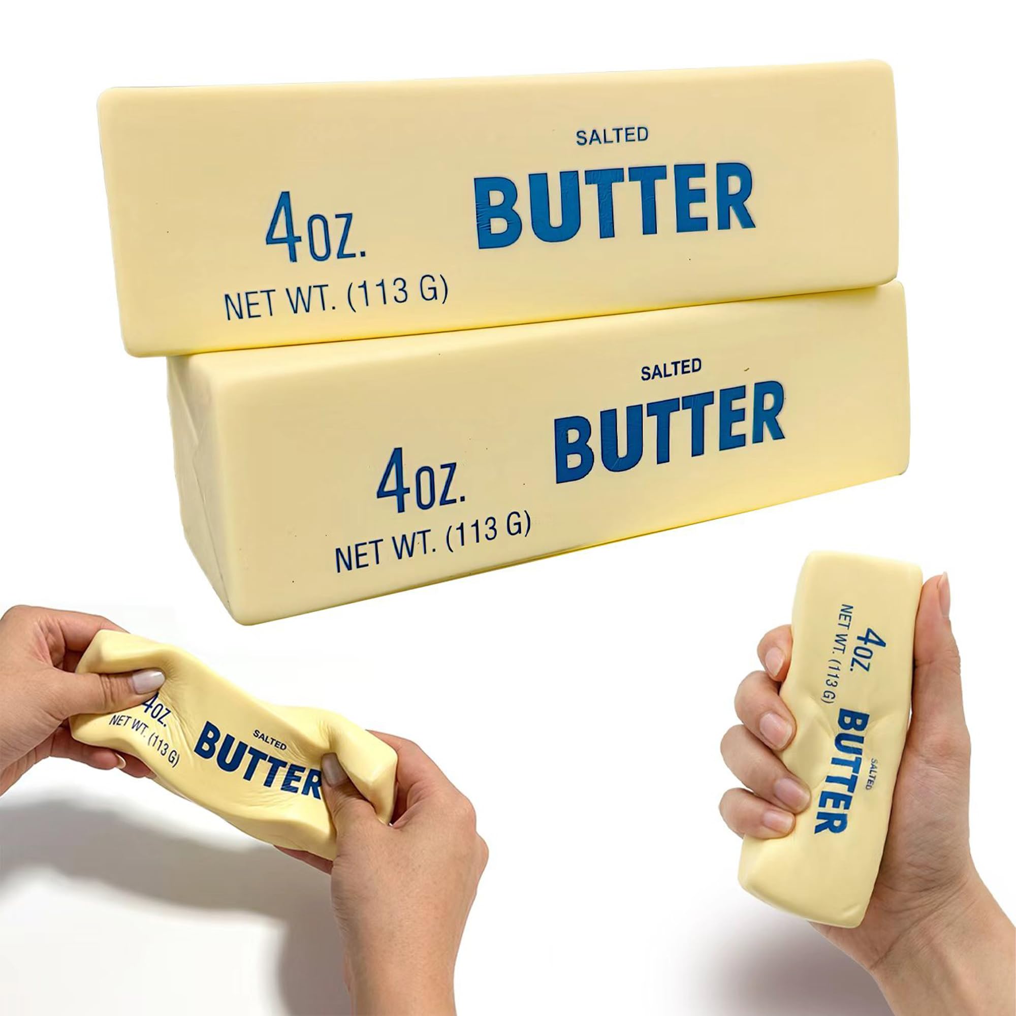 2Pcs Butter Squishy Stress for Adults, Cute Realistic Butter Stick Shape, 5.5 × 1.4 inch Slow Rebound Funny Themed Desk Decor for Office & Home — image 1