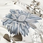 Wake In Cloud - Ensemble de Couette Florale, Motif de Fleurs Botaniques Imprimé, Tissu 100% Coton avec Rembourrage Doux en Microfibre, 3 Pièces, Taille Queen