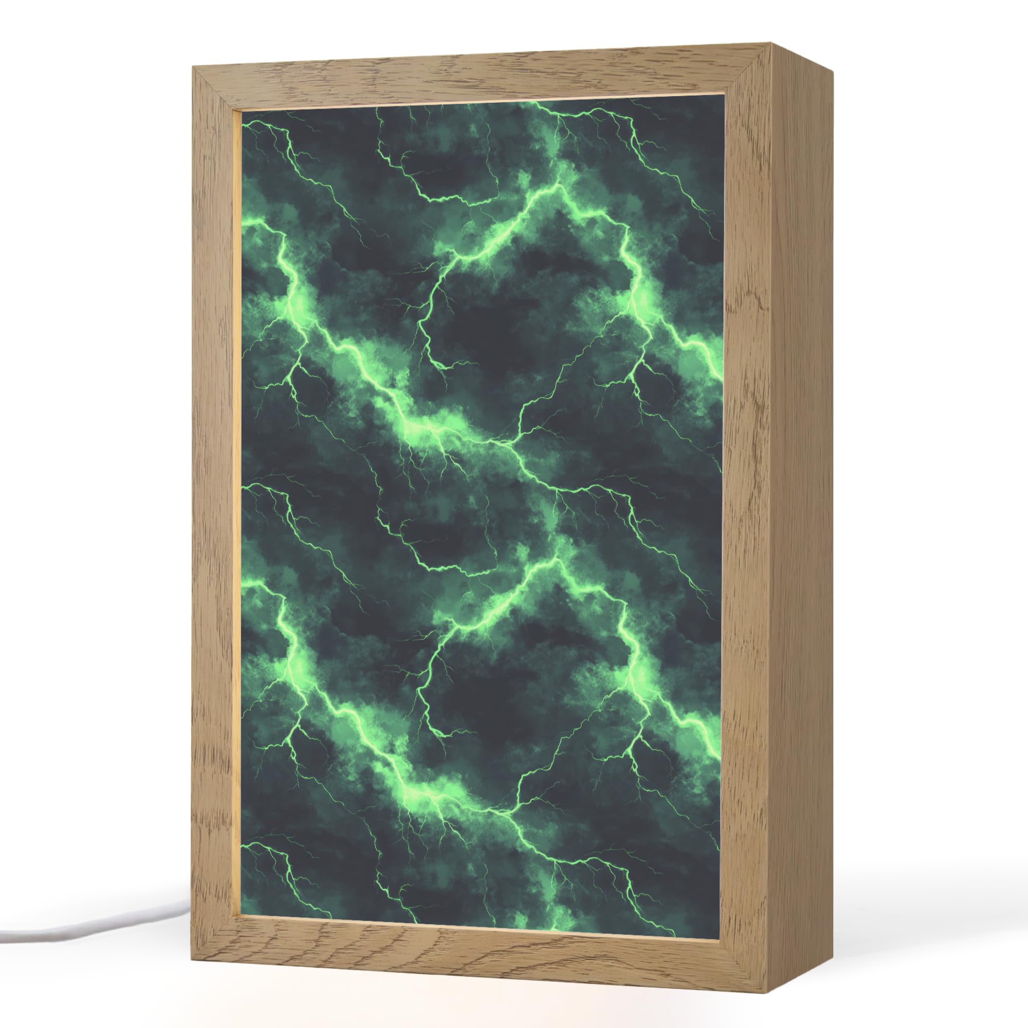 Luz Nocturna [template] 20x30 cm Lamparas Mesita De Noche Night Light Table Lamp Lampara Escritorio Lamparita Verde - Rayo - Tormenta
