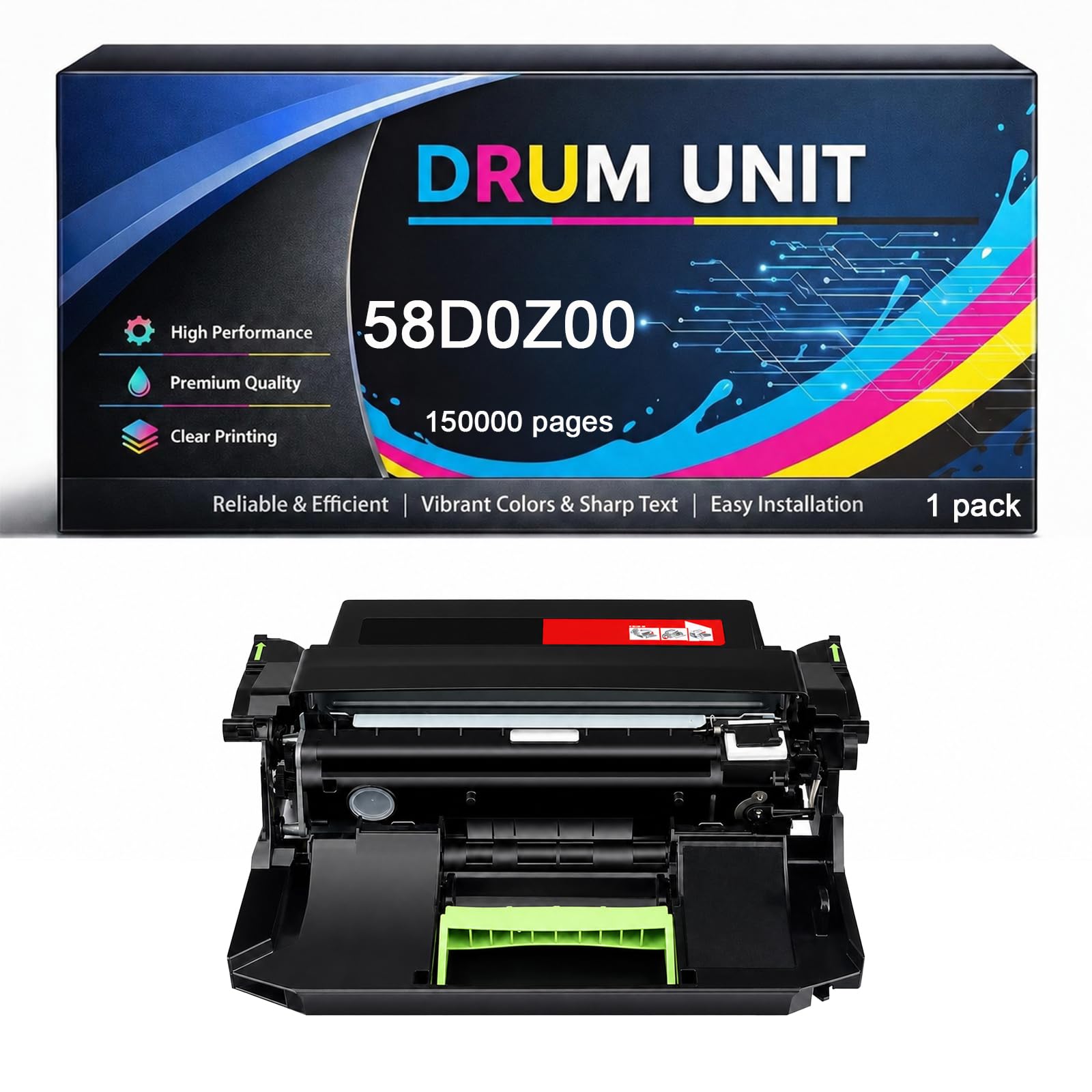 Unità tamburo 58D0Z00 compatibile con stampanti Lexmark MS725dvn MS821dn MS821n MS822de MS823dn MS825dn MS826de MX721ade MX722ade MX722adhe MX822ade MX826ade, 150.000 pagine