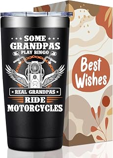 BIRGILT Some Grandpas Play Bingo Real Grandpas Ride Motorcycles Vacuum Insulated Tumbler 20oz - Grandpa Motorcycle Gifts for Christmas, Fathers Day, Birthday - Funny Motorcycle Gifts for Grandfather