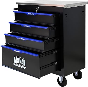 RYH 4/5/6/7 Drawers Rolling Tool Chest & Tool Box on Wheels | Heavy Duty Metal Cart with Ball Bearing Drawers | Fits US General Tool Box for Garage Storage Black-4 4-Drawer