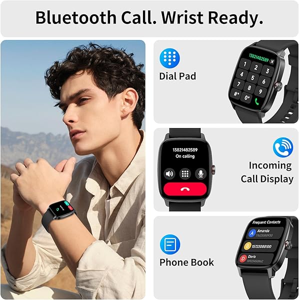 Smart Watch for Men Women, Bluetooth Call Smartwatch with AI Voice, 1.85" HD Fitness Watch, Heart Rate/Steps/Sleep Monitor, 100+ Sports Modes, IP68 Waterproof Watch for Android iOS - 2