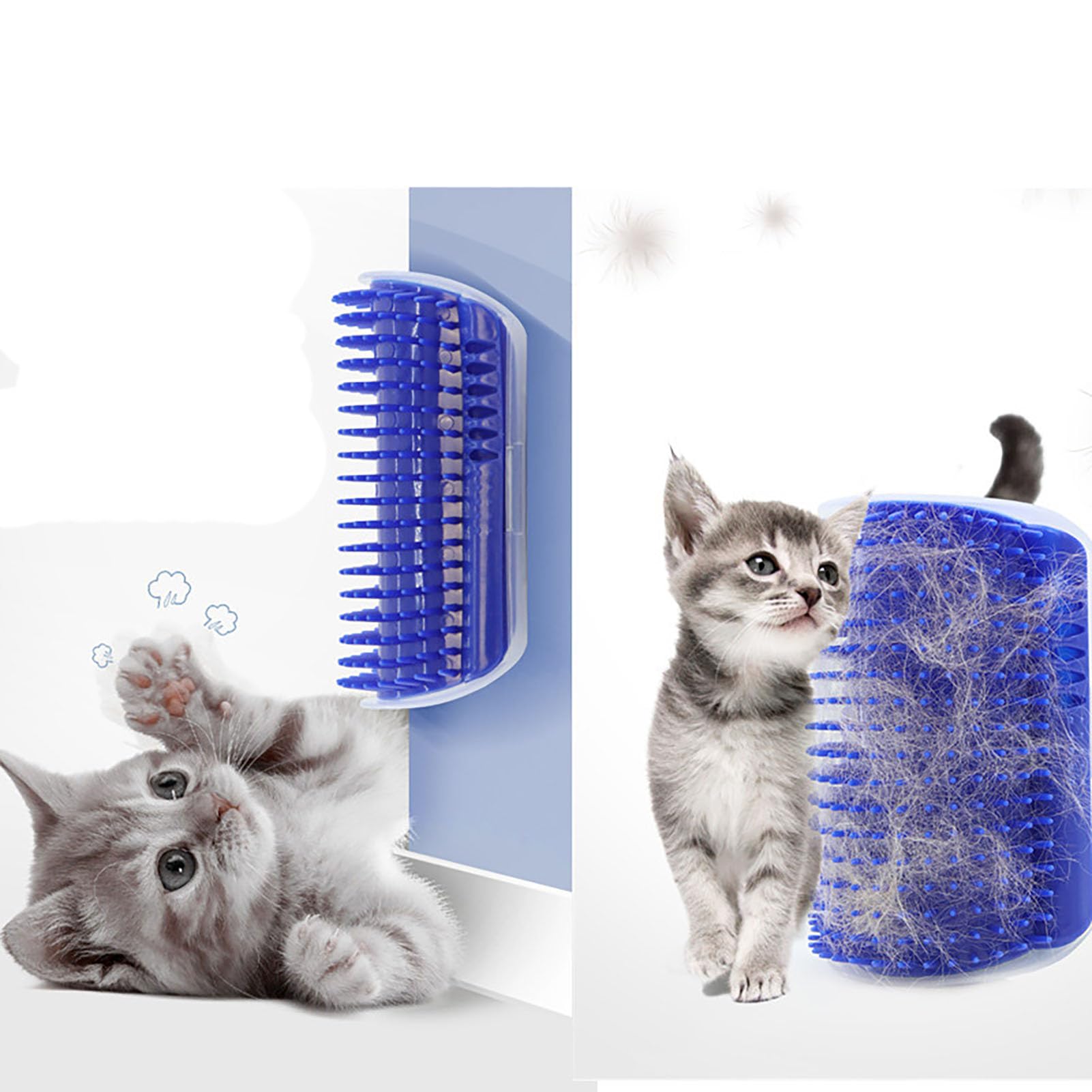 2 peines suaves para gatos con bolsa de hierba gatera, rascador de esquina de pared, peines de masaje suaves para gatos de pelo corto y largo, cepillo de juguete para gatos de interior