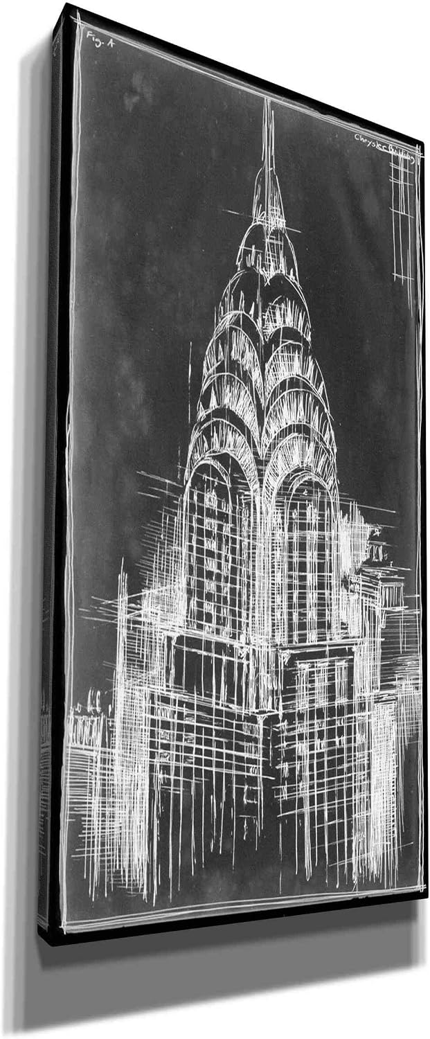 Epic Graffiti 'Chrysler Blueprint' by Ethan Harper Canvas Wall Art, 12"x24"