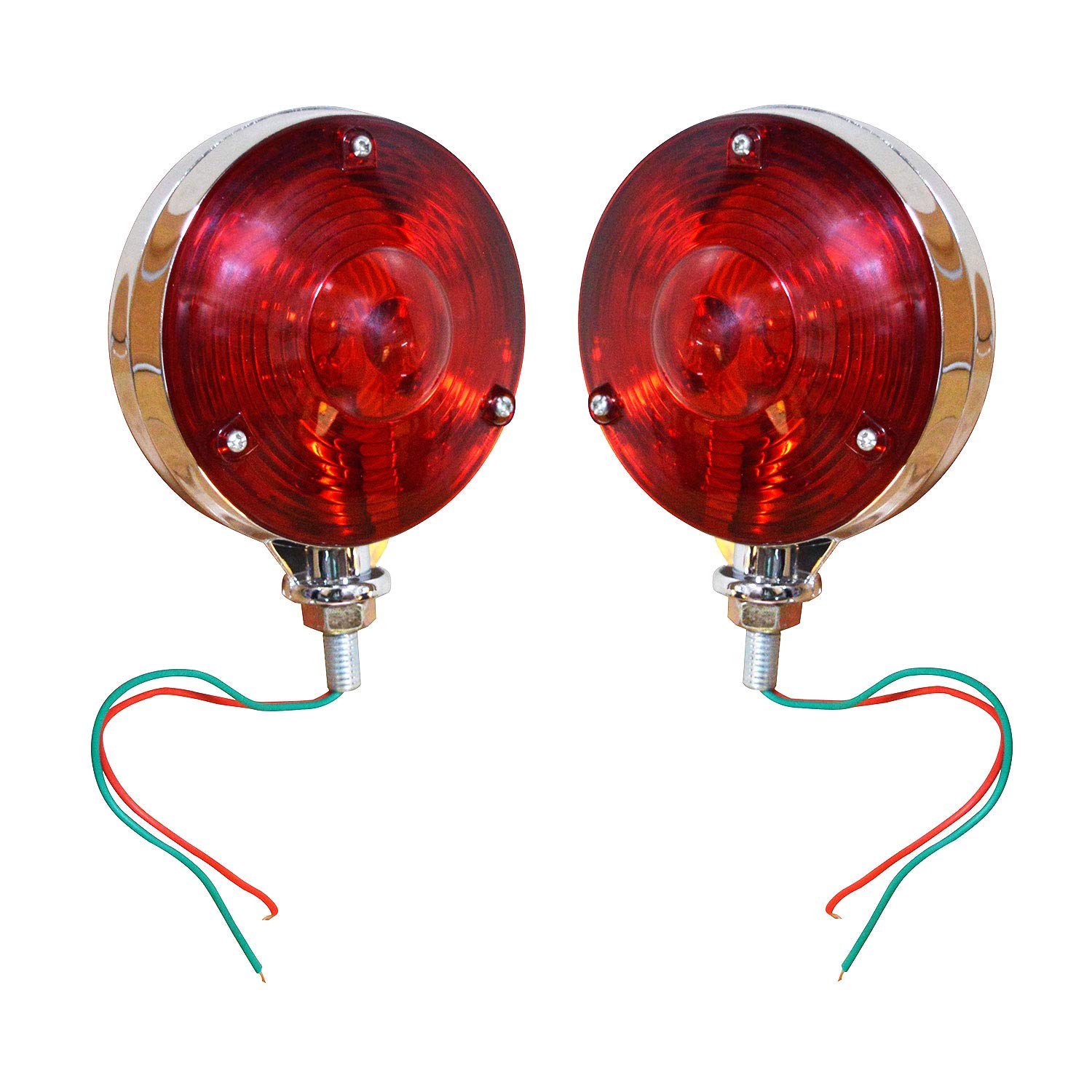 ALL PARTS SOURCE APSMOTIV 2 Pcs 4 Inch Round Double Face Rear Lights for Trucks, Semi Trailers, Tractors – Waterproof Red/Red Lens, Front Auto Part, 900g, Model 3C08175870