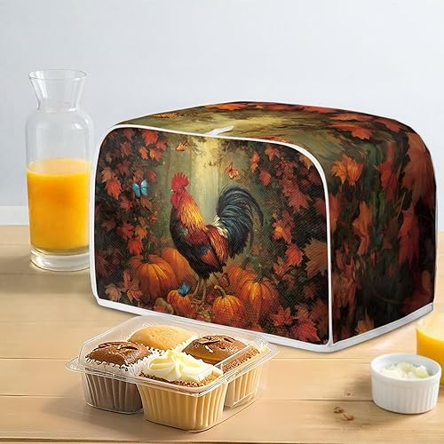 Vista 258 de UNICEU Funda acolchada para tostadora con patrón de café, se adapta a la mayoría de tostadoras estándar de 4 rebanadas patrón de café,Hojas de otoño
