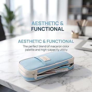 Large Pencil Case - Aesthetic Pencil Pouch with Zipper, Cute Stationery Organizer for Office and Home