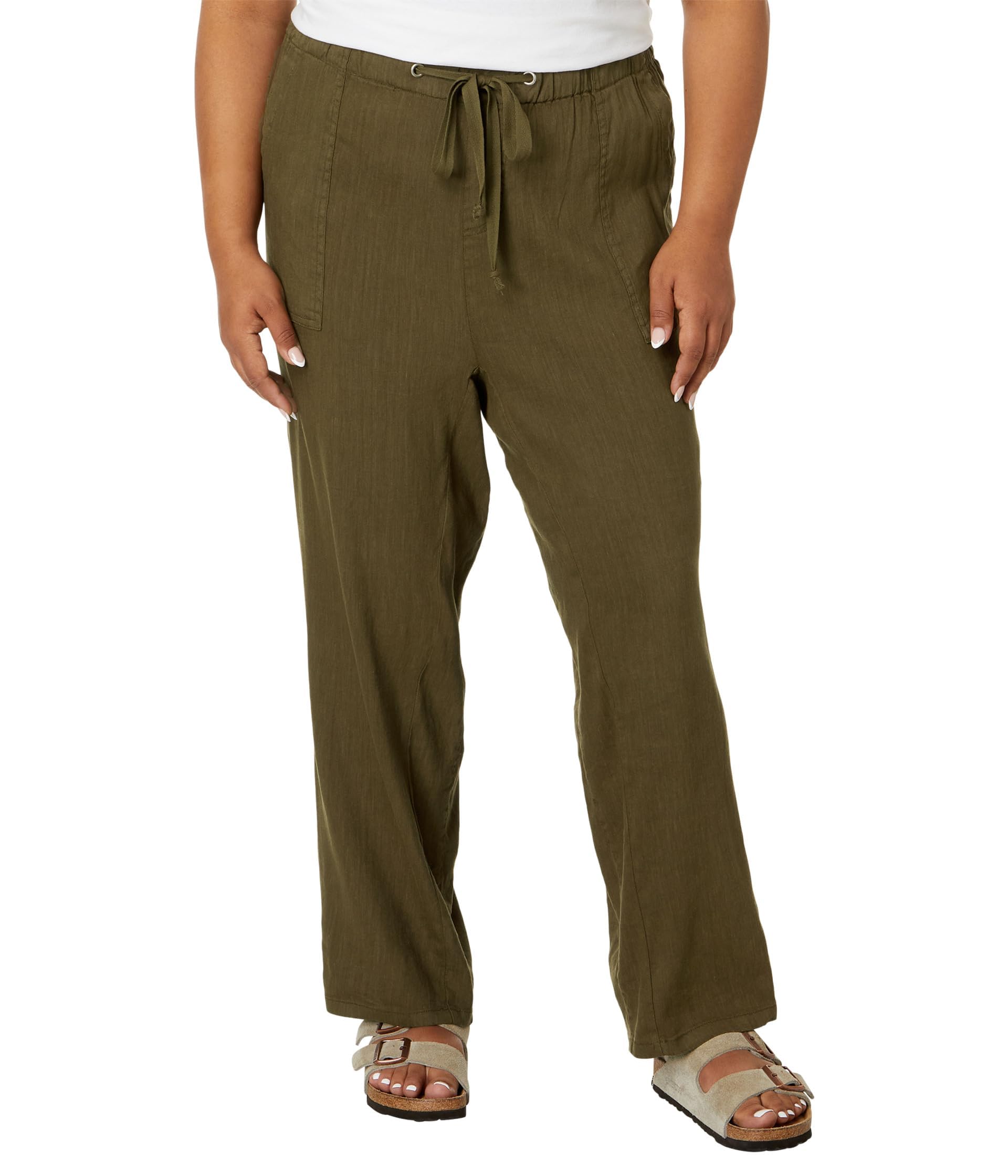 KUT from the Kloth Womens Plus Size Rosalie - Drawstring Pants with Porkchop Pockets in Dark Olive
