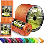 TECEUM Paracord Type III 550 Orange Yellow - 1000 ft - 4mm - Tactical Rope MIL-SPEC - Outdoor para Cord -Camping Hiking Fishing Gear and Equipment - EDC Parachute Cord - Strong Survival Rope 044