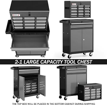 7-Drawer Tool Chest with Wheels, 40'' Rolling Tool Chest with Drawers,Black