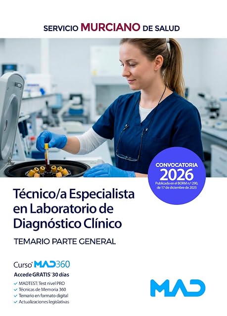 Portada de Técnico/a especialista en Laboratorio de Diagnóstico Clínico del Servicio Murciano de Salud . Temario parte general