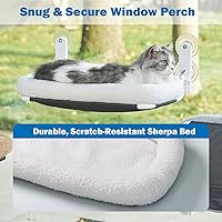 Vista 6 de Zakkart Hamaca plegable para gatos para ventana, sin cable, cama integrada lavable a máquina, marco de metal resistente, percha de ventana