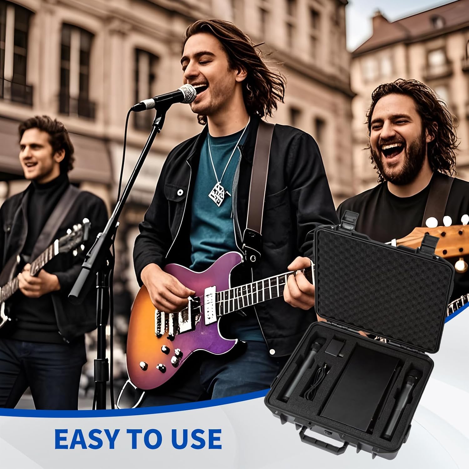 Microphone Carrying Storage Hard Case 2 mic Custom Foam+（ DIY Foam） for Mic Audio Gear Mic Bag Microphone case compatible Phenyx TONOR shure Wireless Microphone 16.5 x 14 x 4.7 inch