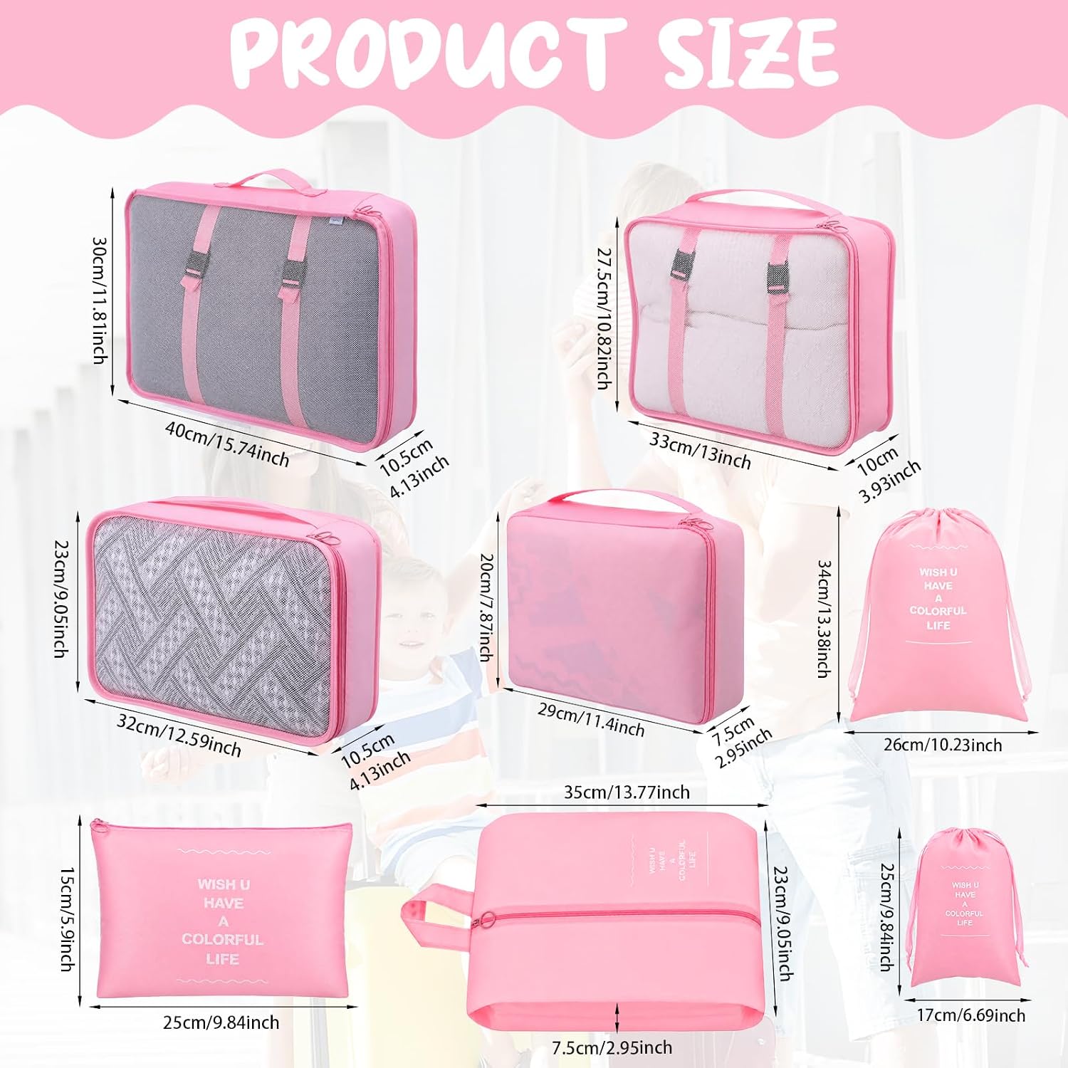24 Pcs Packing Cubes for Travel, Large Packing Cube Set with Mesh Bags for Suitcases, Luggage Organizer Foldable Storage for Vacation Cruise (Multicolor)